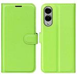For Samsung Galaxy S25 Edge 5G Litchi Texture Horizontal Flip Leather Phone Case with Holder(Green)