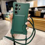 For Samsung Galaxy S22 Ultra 5G Liquid TPU Card Bag Four Corner Shockproof Phone Case(Green)
