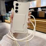 For Samsung Galaxy S21 5G Liquid TPU Card Bag Four Corner Shockproof Phone Case(White)