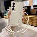 For Samsung Galaxy S22 5G Liquid TPU Card Bag Four Corner Shockproof Phone Case(White)