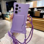 For Samsung Galaxy A52 Liquid TPU Card Bag Four Corner Shockproof Phone Case(Purple)