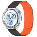 20mm Cloud Wood Grain Silicone Magnetic Watch Band(Black Orange)
