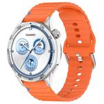 For Huawei Watch GT 5 46mm Wavy Grain Stitched 22mm Silicone Watch Band(Orange)