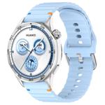 For Huawei Watch GT 5 46mm Wavy Grain Stitched 22mm Silicone Watch Band(Light Blue)
