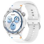 For Huawei Watch GT 3 42mm Wavy Grain Stitched 20mm Silicone Watch Band(White)
