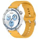 For Huawei Watch GT 3 42mm Wavy Grain Stitched 20mm Silicone Watch Band(Yellow)