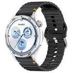For Huawei Watch GT 3 42mm Wavy Grain Stitched 20mm Silicone Watch Band(Black)
