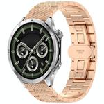 For OnePlus Watch 3 Twill Texture Stainless Steel Metal Watch Band(Rose Gold)