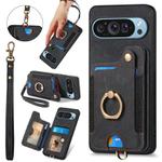 For Google Pixel 9 Pro XL Retro Skin-feel Ring Multi-card Wallet Phone Case(Black)