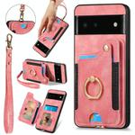 For Google Pixel 6 Retro Skin-feel Ring Multi-card Wallet Phone Case(Pink)