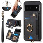 For Google Pixel 6 Retro Skin-feel Ring Multi-card Wallet Phone Case(Black)