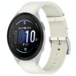 For Garmin Forerunner 165 Press Button 20mm Leather Watch Band(White)