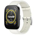 For Amazfit Bip 5 / GTR 4 Press Button 22mm Leather Watch Band(White)