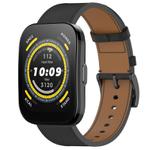 For Amazfit Bip 5 / GTR 4 Press Button 22mm Leather Watch Band(Black)
