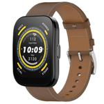 For Amazfit Bip 5 / GTR 4 Press Button 22mm Leather Watch Band(Brown)
