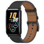 For Honor Watch ES / Magic Watch 2 42mm Press Button 20mm Leather Watch Band(Black)