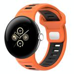 For Google Pixel Watch 3 45mm Two Color Reverse Buckle Silicone Watch Band(Orange Black)