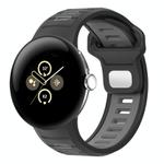For Google Pixel Watch 3 45mm Two Color Reverse Buckle Silicone Watch Band(Black Gray)