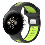 For Google Pixel Watch 3 45mm Two Color Reverse Buckle Silicone Watch Band(Black Lime)