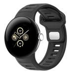 For Google Pixel Watch 3 45mm Two Color Reverse Buckle Silicone Watch Band(Black)