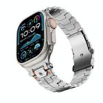 For Apple Watch 46mm / 49mm / 45mm / 44mm Stainless Steel Iron Man Safety Buckle Metal Watch Band(Silver)