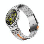 22mm Stainless Steel Safety Buckle Metal Watch Band(Silver Orange)