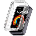 For Huawei Band 10 / 9 / 8 Single Row Diamond Half Coverage PC Hollow Watch Protective Case(Transparent Color)