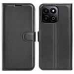 For Honor 200 Smart Litchi Texture Horizontal Flip Leather Phone Case with Holder(Black)