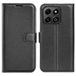 For Honor X6b Litchi Texture Horizontal Flip Leather Phone Case with Holder(Black)