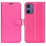 For Motorola Moto E15 Litchi Texture Horizontal Flip Leather Phone Case with Holder(Rose red)