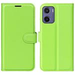 For Motorola Moto E15 Litchi Texture Horizontal Flip Leather Phone Case with Holder(Green)