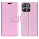 For Motorola Moto G15 Litchi Texture Horizontal Flip Leather Phone Case with Holder(Pink)