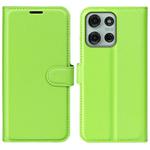 For Motorola Moto G75 Litchi Texture Horizontal Flip Leather Phone Case with Holder(Green)