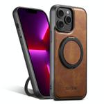 For iPhone 13 Pro Max Suteni G3 Oil Wax 360 Rotation Holder MagSafe Back Phone Case(Brown)