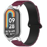 For Xiaomi Mi Band 8 / 8 NFC PC Watch Frame I-Shaped Magnetic Silicone Watch Band(Wine Red+Transparent)