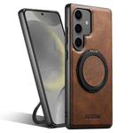 For Samsung Galaxy S24+ 5G Suteni G3 Oil Wax 360 Rotation Holder MagSafe Back Phone Case(Brown)