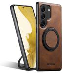 For Samsung Galaxy S22+ 5G Suteni G3 Oil Wax 360 Rotation Holder MagSafe Back Phone Case(Brown)