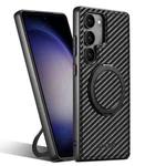 For Samsung Galaxy S23+ 5G Suteni G3 Carbon Fiber Leather 360 Rotation Holder MagSafe Phone Case(Black)