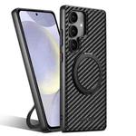 For Samsung Galaxy S24 5G Suteni G3 Carbon Fiber Leather 360 Rotation Holder MagSafe Phone Case(Black)