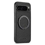 For Google Pixel 10 Pro Suteni G3 Carbon Fiber Leather 360 Rotation Holder MagSafe Phone Case(Black)