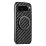 For Google Pixel 10 Suteni G3 Carbon Fiber Leather 360 Rotation Holder MagSafe Phone Case(Black)