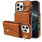 For iPhone 16 Pro Max Diagonal Crossbody Ring Organ Wallet Leather Back Phone Case(Brown)