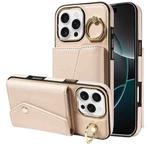 For iPhone 16 Pro Diagonal Crossbody Ring Organ Wallet Leather Back Phone Case(Beige)
