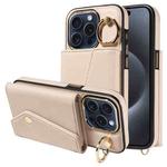 For iPhone 14 Pro Diagonal Crossbody Ring Organ Wallet Leather Back Phone Case(Beige)