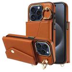For iPhone 13 Pro Max Diagonal Crossbody Ring Organ Wallet Leather Back Phone Case(Brown)