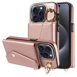 For iPhone 12 Pro Diagonal Crossbody Ring Organ Wallet Leather Back Phone Case(Rose Gold)