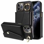 For iPhone 11 Pro Max Diagonal Crossbody Ring Organ Wallet Leather Back Phone Case(Black)