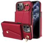 For iPhone 11 Pro Max Diagonal Crossbody Ring Organ Wallet Leather Back Phone Case(Wine Red)