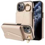 For iPhone 11 Pro Max Diagonal Crossbody Ring Organ Wallet Leather Back Phone Case(Beige)