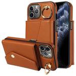 For iPhone 11 Pro Max Diagonal Crossbody Ring Organ Wallet Leather Back Phone Case(Brown)